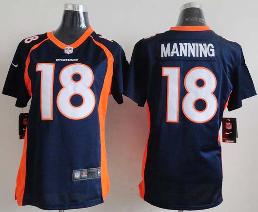 2013 New Nike NFL Denver Broncos #18 Manning Women Blue Jersey