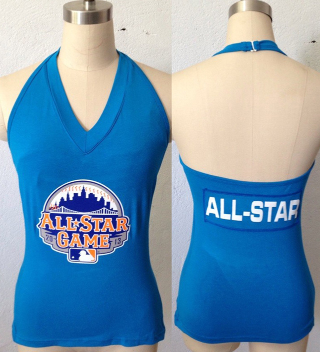 All Star Game MLB Womens All Sports Couture  Blown Coverage Halter Top Light Blue
