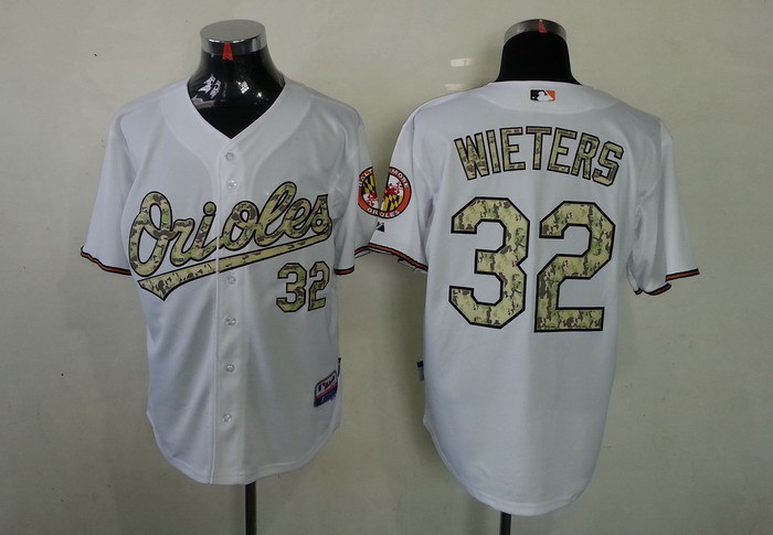 MLB Baltimore Orioles #32 Wieters Camo Letters Jersey White