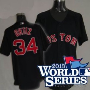 Boston Red Sox #34 David Ortiz Jersey dark blue jerseys w2013 World Series Patch