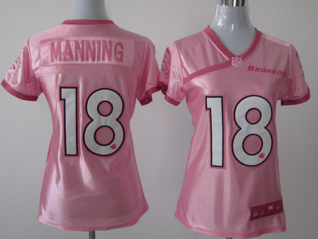 Nike Denver Broncos #18 Manning Pink Women Jersey