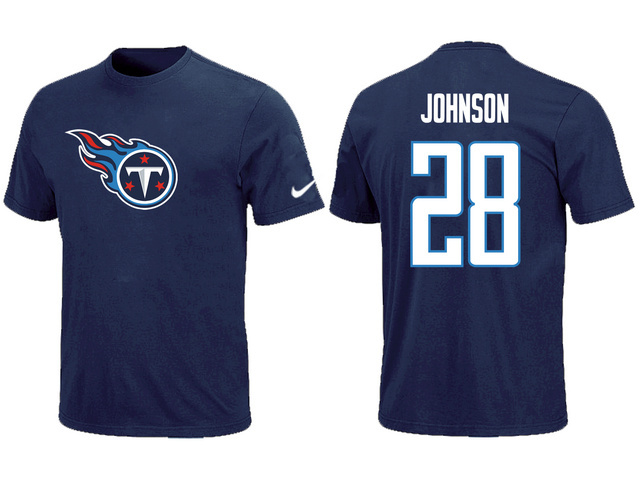 Nike Tennessee Titans Chris Johnson Name& Number TShirt D-B Lue 63 