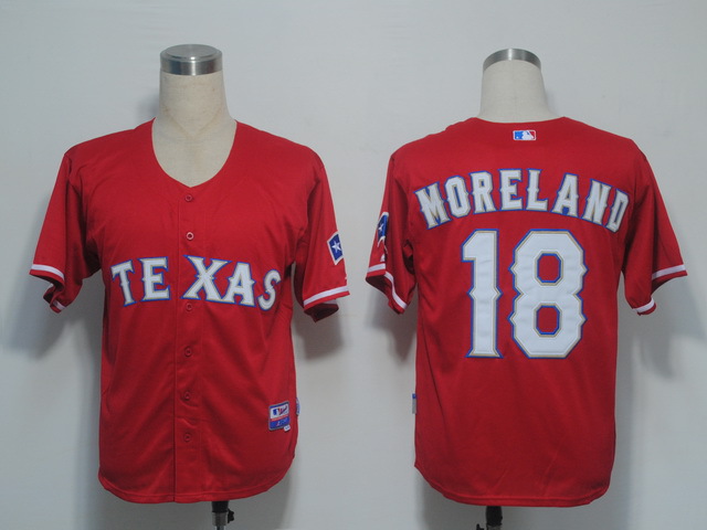MLB Jerseys Texas Rangers 18 Moreland Red Cool Base