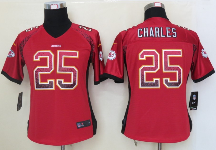 Women 2013 NEW Nike Kansas City Chiefs 25 Charles Drift Fashion Red Elite Jerseys