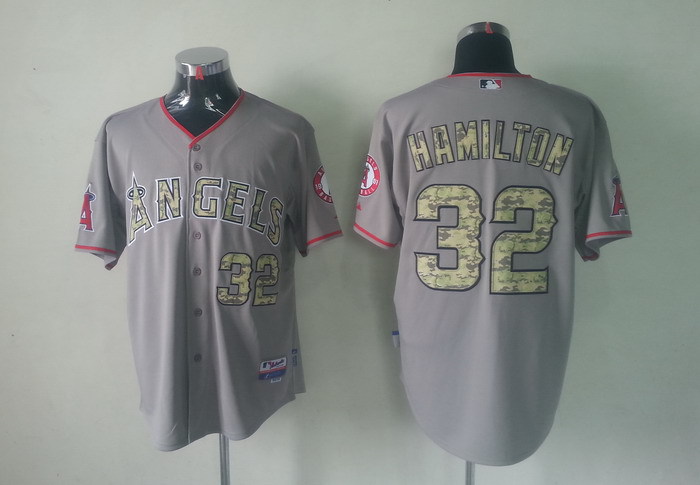Los Angeles Angels #32 Josh Hamilton Grey jerseys