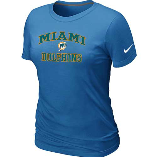  Miami Dolphins Womens Heart& Soul L-blue TShirt 29 