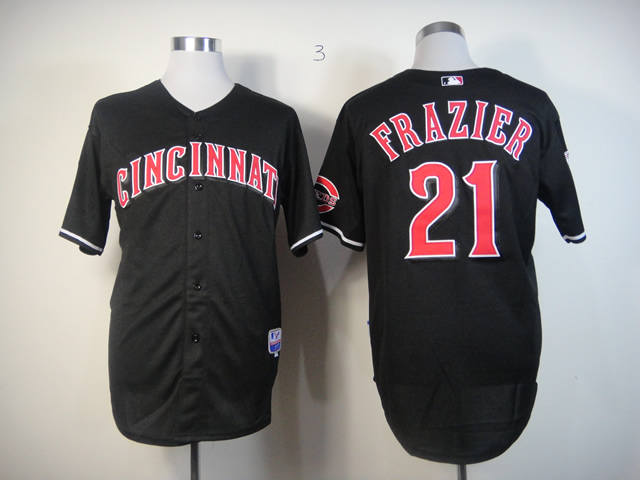 MLB Cincinnati Reds 21 Frazier Black Fashion embroidered Jerseys