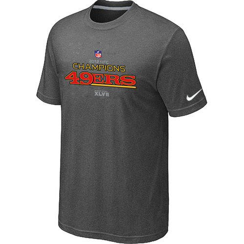  Mens Nike San Francisco 49 ers 2012 NFC Conference Champions Trophy Collection Long D- Grey TShirt 88 
