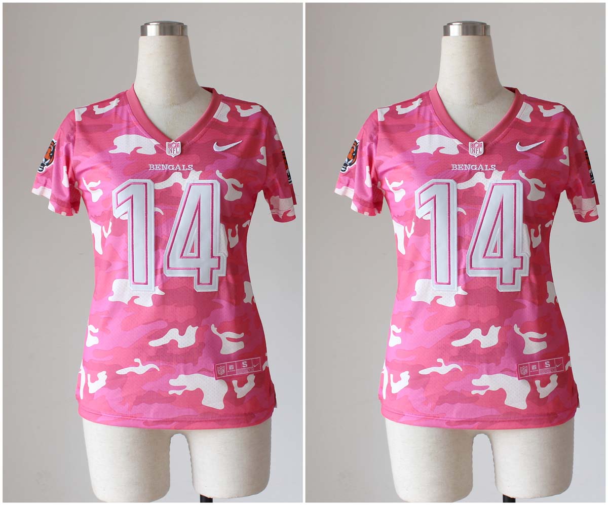 Nike Cincinnati Bengals #14 Women Pink Camo Jersey