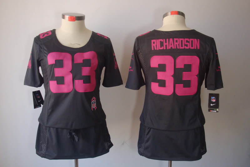 NFL Cleveland Browns #33 Richardson Grey Women Breast Cancer Awareness Jersey