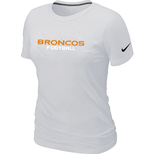 Nike Denver Broncos Sideline Legend Authentic Font Womens TShirt White 5 