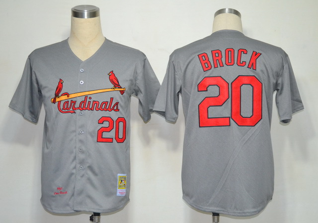 MLB Jerseys St. Louis Cardinals 20 Lou Brock Grey M&N 1967