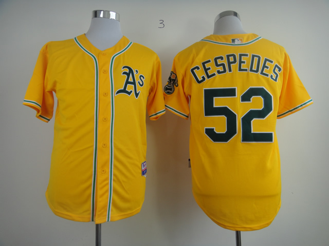 MLB Oakland Athletics #52 Cespedes Yellow Jersey