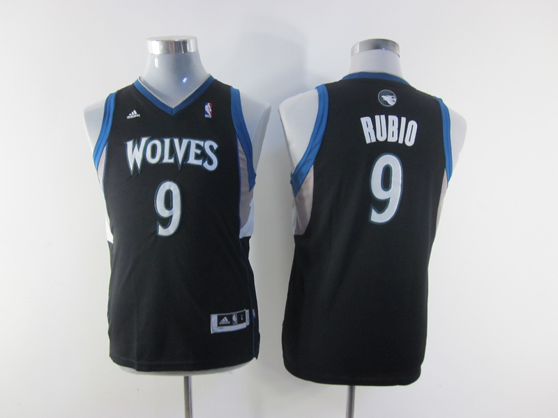 Youth NBA Minnesota Timberwolves 9 Ricky Rubio black(revolution 30 swingman)