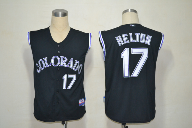 MLB Colorado Rockies #17 Helton Short Sleeves Jersey - Black