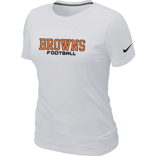  Nike Cleveland Browns Sideline Legend Authentic Font Womens TShirt White 5 