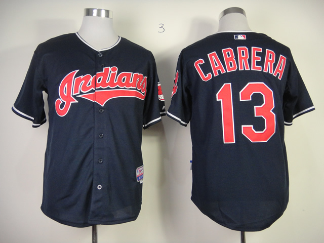 MLB Cleveland Indians #13 Cabrera Dark Blue Jersey