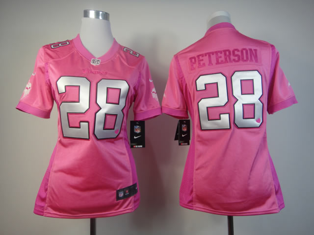 NFL Minnesota Vikings #28 Peterson Women Pink Jersey