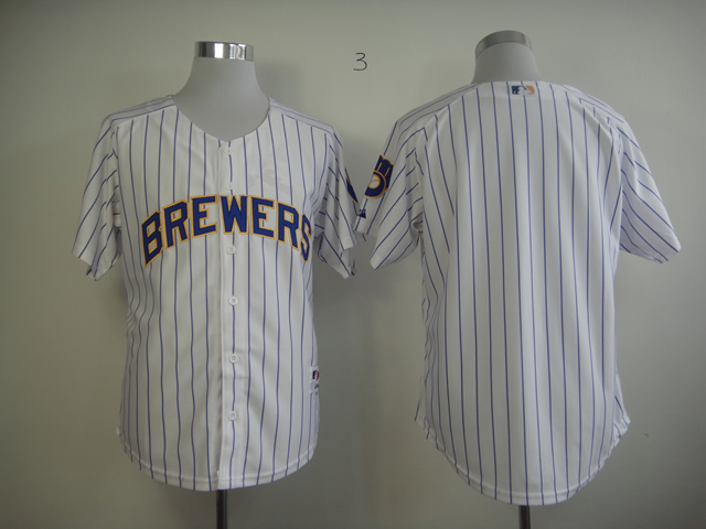 MLB Milwaukee Brewers blank white Jerseys with blue stripe
