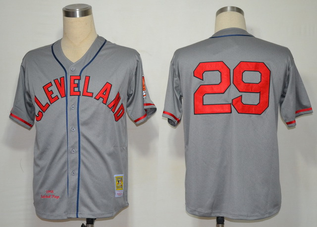 MLB Jerseys Cleveland Indians #29 Satchel Paige Grey M&N 1948
