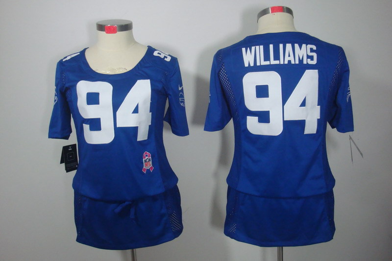 NFL Buffalo Bills #94 Williams Blue Women Breast Cancer Awareness Jersey