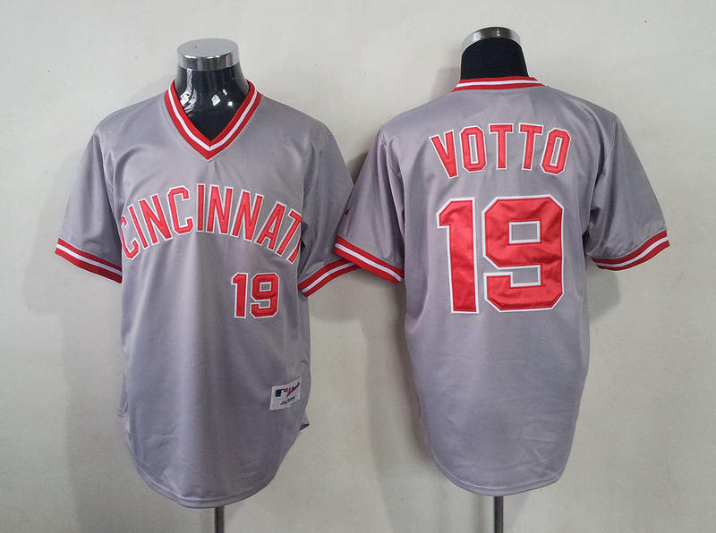 MLB Cincinnati Reds #19 Votto  Grey Jersey