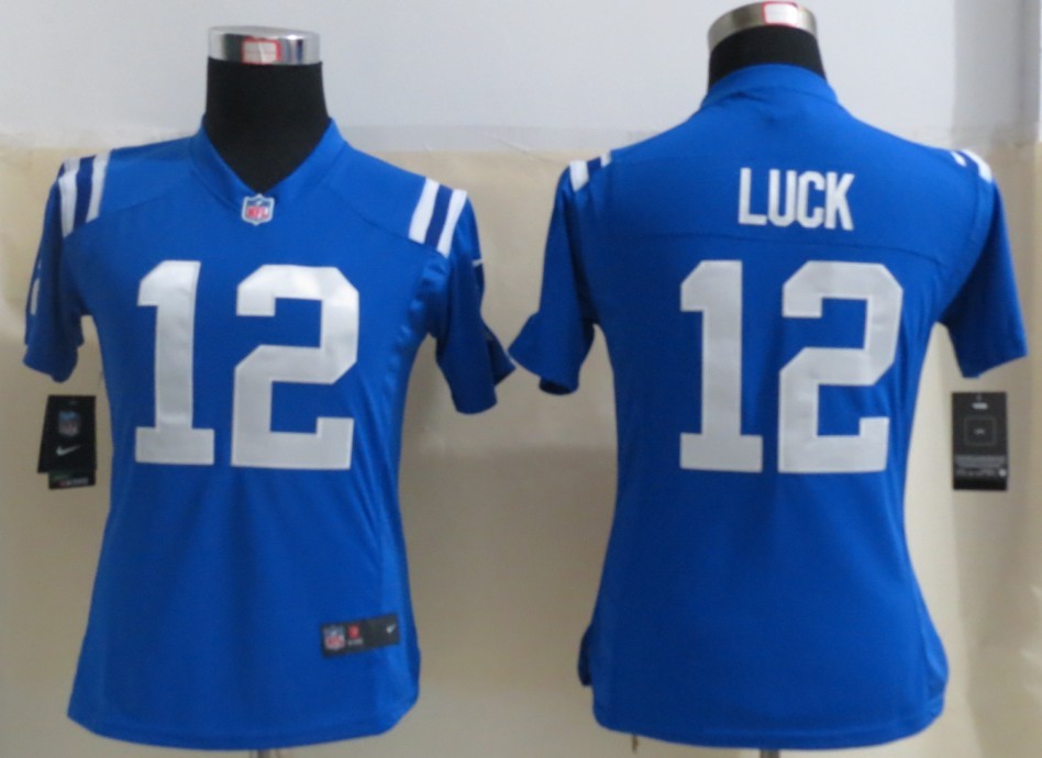 2013 New Women Nike Indianapolis Colts 12 Luck Blue Elite Jerseys