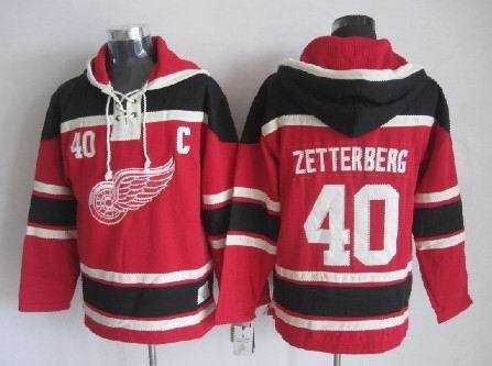 Detroit Red Wings #40 Zetterberg Red Hoodie