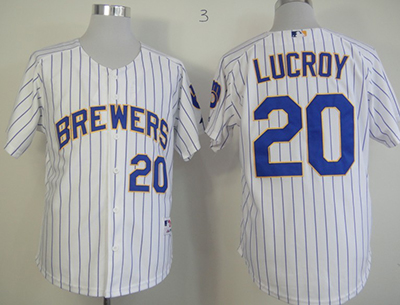 MLB Milwaukee Brewers #20 Lucroy White Colr Blue Rim jersey.JPG