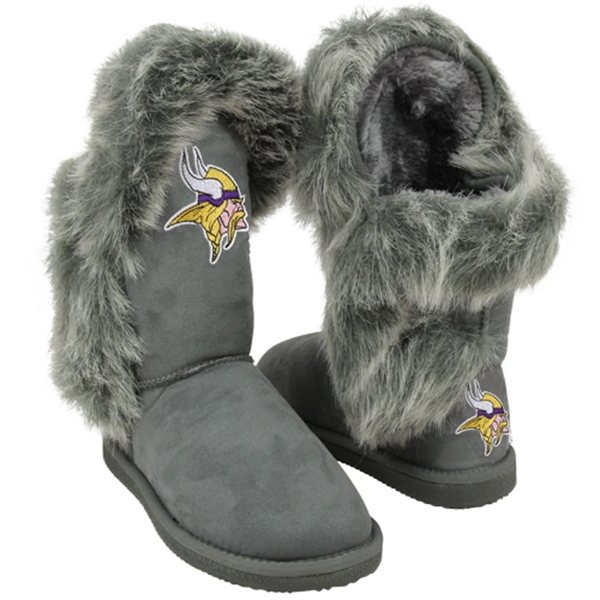 NFL Minnesota Vikings Womens Cuce Shoes Ladies Fanatic Boots Gray