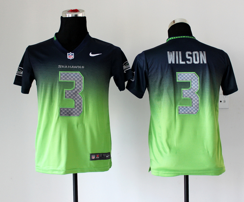 Nike NFL Seattle Seahawks #3 Wilson Youth Drift Fashion II Jersey