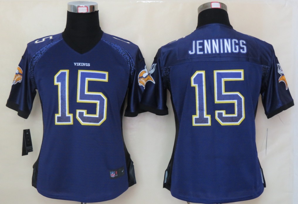 Women 2013 NEW Nike Minnesota Vikings 15 Jennings Drift Fashion Purple Elite Jerseys