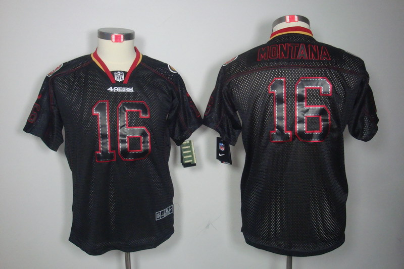 NFL San Francisco 49ers #16 Montana  Youth Lights Out Jersey