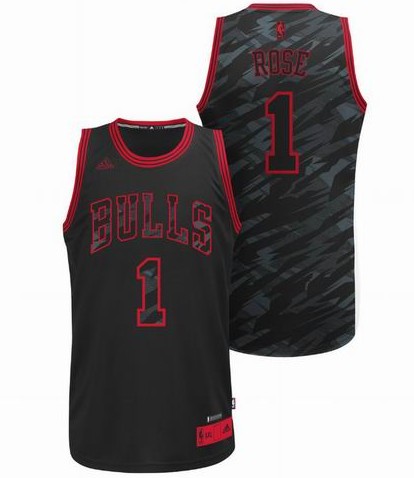 Chicago Bulls 1# Derrick Rose black Fashion Swingman Jersey