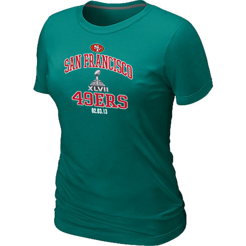  San Francisco 49 ers Super BowlXLVII Heart& Soul L- Green Womens TShirt 58 