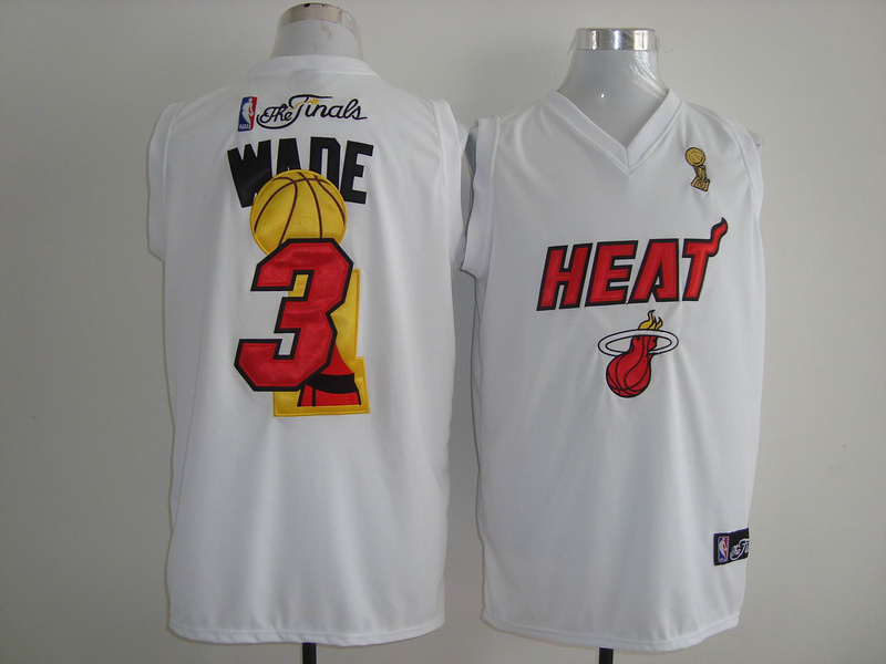 2013 NBA champion Miami Heat #3 Wade White the Finals Jersey