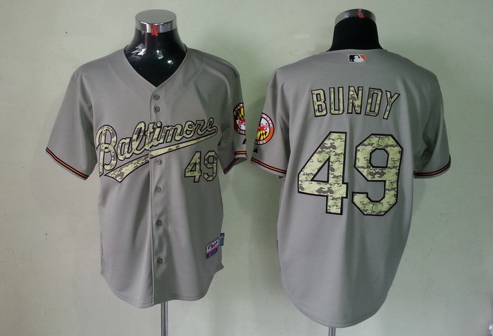 MLB Baltimore Orioles #49 Bundy Camo Letters Jersey Grey Color