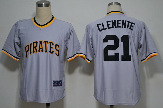 Pittsburgh Pirates #21 Clemente Throwback Jersey - Grey