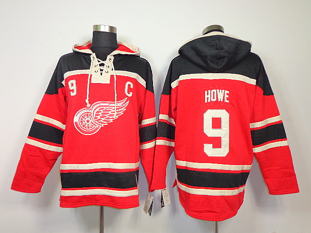 Detroit Red Wings #9 Howe Red Hoodie