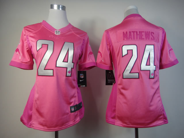 NFL San Diego Chargers #24 Mathews Women Pink Jersey