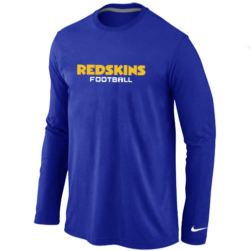 Nike Washington Red Skins Authentic font Long Sleeve T-Shirt blue
