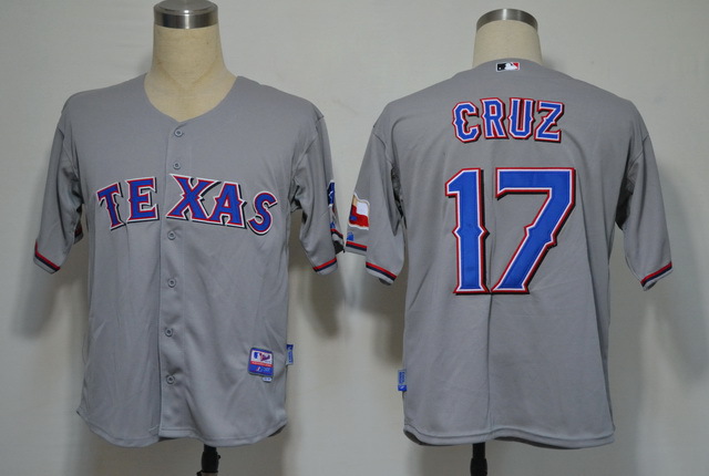 MLB Jerseys Texas Rangers 17 cruz Grey Cool Base