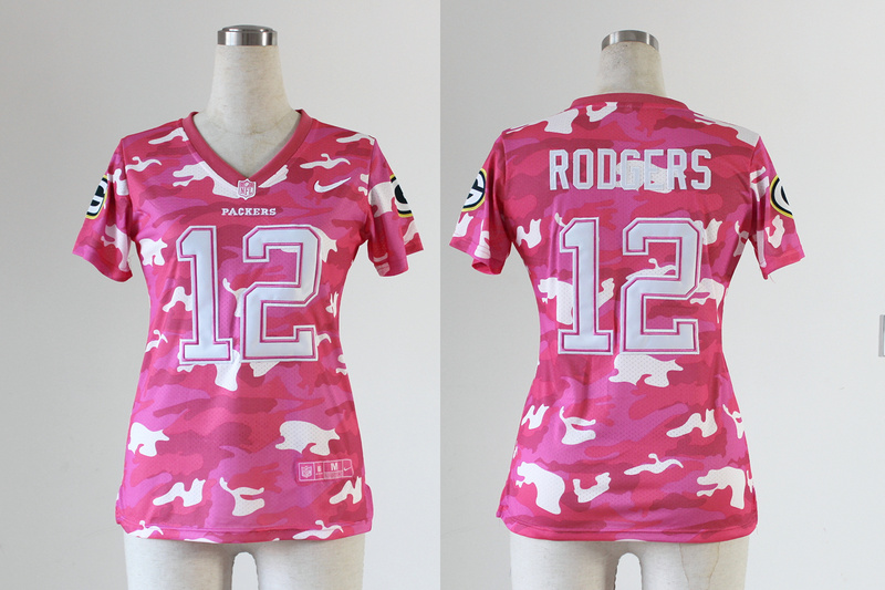 Nike NFL Green Bay Packers #12 Rodgers New Women Pink Camo Jersey