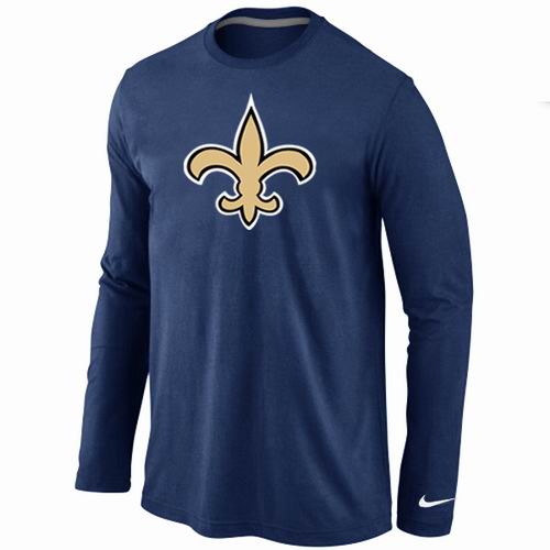 Nike New Orleans Sains Logo Long Sleeve T-Shirt D.Blue