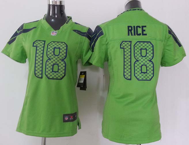 Nike NFL Seattle Seahawks #18 Rice Green Women Jersey