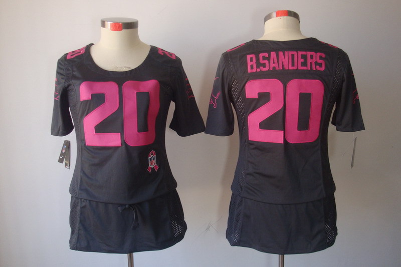 NFL Detroit Lions #20 B.Sanders Women Breast Cancer Awareness Jersey