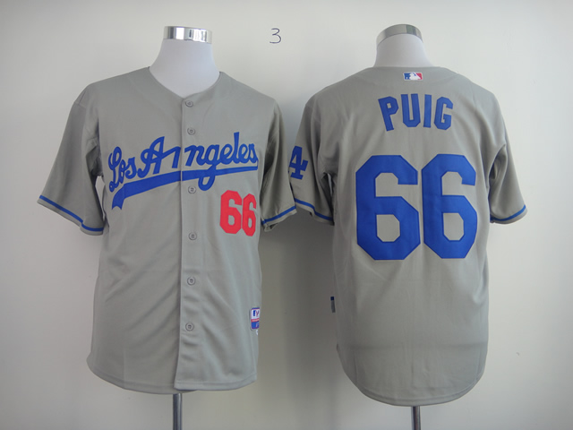 MLB los angeles dodgers #66 PUIG grey jerseys 