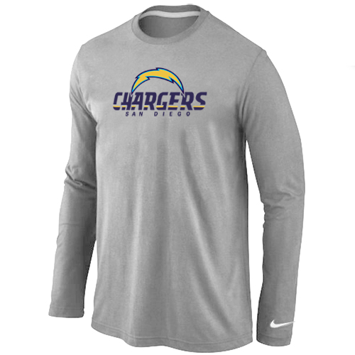 Nike San Diego Charger Authentic Logo Long Sleeve T-Shirt Grey