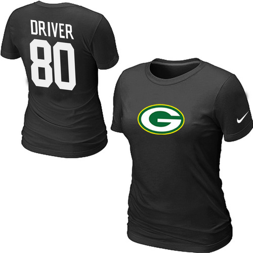  Nike Green Bay Packers 80  Donald Driver Name& Number Womens TShirt Black 70 