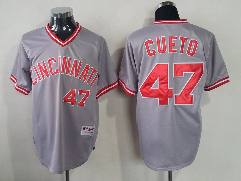 MLB Cincinnati Reds #47 Cueto Grey Jersey